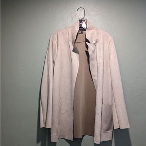 Tan faux leather blazer